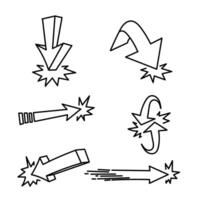 a set of four arrows with a star impact on top vector