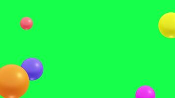 4K 3D animation of playful circular shapes moving up and down on a green screen background. Fun, abstract motion graphics perfect for creative, vibrant digital content. video
