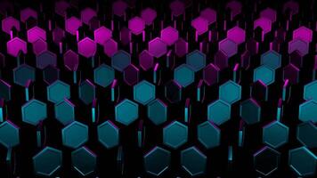 Rosa e ciano abstrato hexágonos rotação fundo vj ciclo dentro 4k video