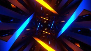 laranja e azul néon curva dentro espelho túnel fundo vj ciclo dentro 4k video