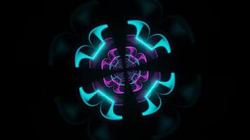 Pink and Cyan Neon Glow Clover Tunnel Background VJ Loop in 4K video