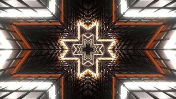 Orange and White Neon Cross-Type Tunnel Background VJ Loop in 4K video