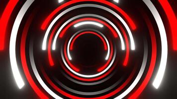 Circular Motion of Red and White Neon Lines Background VJ Loop in 4K video