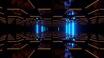 Blue and Orange Abstract Strobe Wave Corridor Background VJ Loop in 4K video
