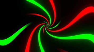Green and Red Neon Curves Moving in Circle Background VJ Loop in 4K video