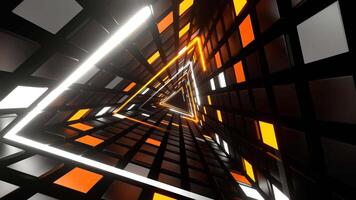 laranja e branco néon triângulo túnel fundo vj ciclo dentro 4k video