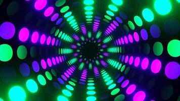 roxa e turquesa abstrato néon círculo luz rotação fundo vj ciclo dentro 4k video