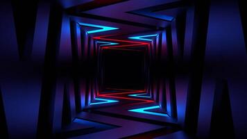 Red and Blue Neon Curve Lines Corridor Background VJ Loop in 4K video