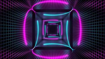 Pink and Cyan Neon Circle Lights in Square Frames Background VJ Loop in 4K video