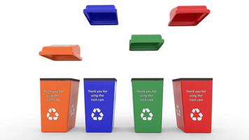 trash can recycle bin with white background video