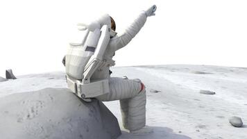 astronaut in spacesuit point out to earth planet video