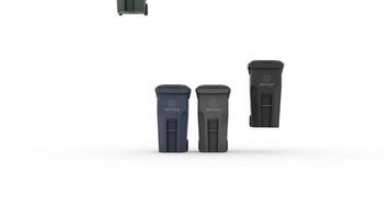 plastic trash can fall with white background video