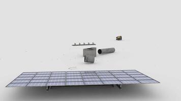 solar panel or solar power plant with white background video