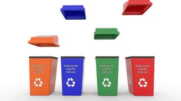 trash can recycle bin fall with white background video