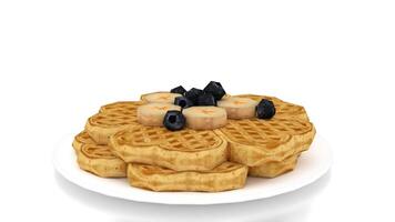 waffle - sweet dish on white background video