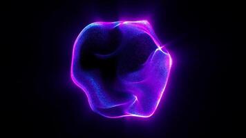 abstrato brilhando esfera, energia bola brilha brilhantemente com raios do luz, Magia ondas a partir de partículas e pontos, atômico Ciência abstrato fundo, desatado ciclo video