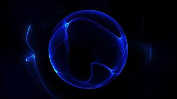 The flow of a blue magical glowing sphere of waves of energy against a circular vortex of fractals of space. Futuristic core rotating on the sci fi fantasy dark abstract background. 4k 60 fps looped. video