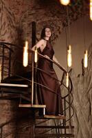 An Elegant Fashion Model Posed in an Artistic Setting with Unique and Dynamic Lighting photo
