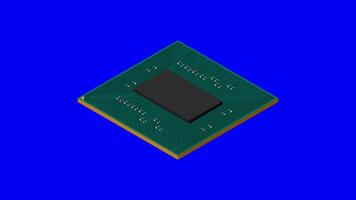 Isometric processor animation. Central processing unit or CPU. Computer hardware components. Semiconductor technology concept. 4K. video