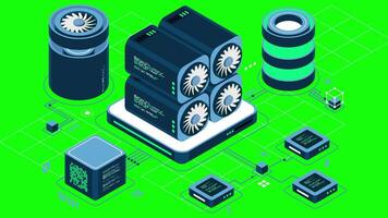 Isometric blockchain animation. Isometric cryptocurrency. Platform creation of digital currency. Big data technology in isometric. 4K animated in isometric style, video