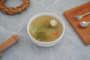 Delicious and Nutritious Vegetable Soup with Meatballs photo