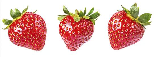 Fresh strawberries isolated on white background with clipping path photo
