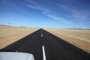 Road to the horizon in the Namib Desert photo