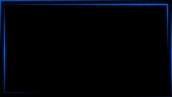Royal blue color glowing border line blank frame loop able black background video
