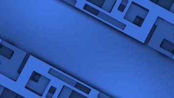 Royal blue color diagonally moving hollow rectangular shapes with blank space modern design geometrical background video