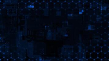 Royal blue color plexus hexagonal shapes big data hi-tech mother board design loop able technological background video