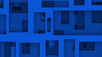 Royal blue color horizontally moving hollow rectangular shapes modern design geometrical background video
