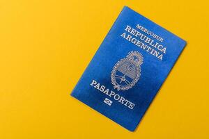 Argentine passport for travelling, flying and doing business. Argentina document, id photo