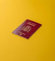 Spain passport for travelling, flying and doing business. Spanish document, id photo