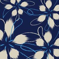 The flowers textile, pattern, traditional clothes pattern. with hand drawn look with sketch blue and white lines adds a dynamic, expressive feel to the floral design vector