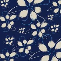 The traditional flowers pattern and textile, with sketch blue and cream stoked adds a dynamic, expressive feel to the floral illustration design vector