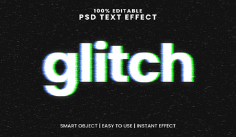 Glitch Modern Distorted Text Effect with Digital Vibes psd