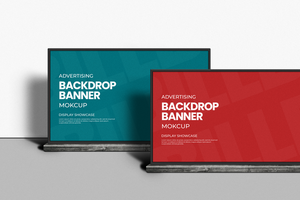 Front view set of two banner mockup on plain background psd