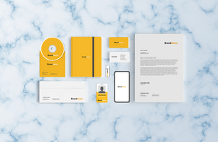 Cd Case Stationary Mockup Front View Design with marble Background psd