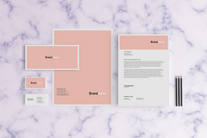 Pink Color Stationary Mockup Front View Design with Background psd