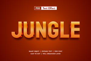 Jungle Orange 3D Text Effect. Editable Bold Font Style for Adventure Themes, Nature Designs, and Wild Title Creations psd
