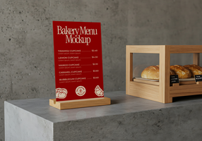Bakery Menu Mockup on Display psd