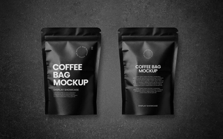 Set of two coffee bag mockup front and back view psd