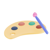 A paint palette and brush are on a black background png