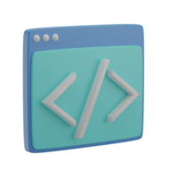 3D Coding Illustration Icon Render png