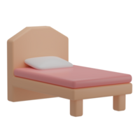 3D Single Bed Icon Render Illustration png
