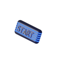 3D Glow Start Game Button Icon Render Illustration png