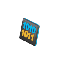 brilho 3d binário código ícone render ilustração png