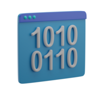 Cute 3D Binary Code Icon Render Illustration png