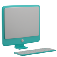 3D Computer And Keyboard Icon Render Illustration png
