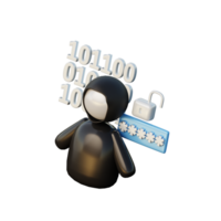 3D Hacker Icon Render png